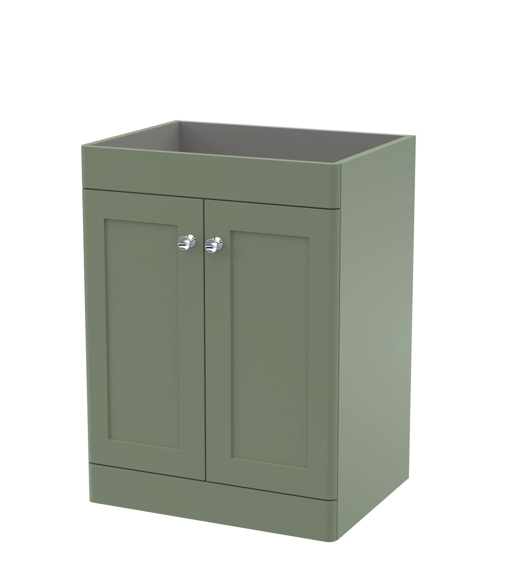 Hudson Reed Classique Components Floor Standing 2-Door Vanity Unit, Stylish Single Vanity Unit with Soft Close Doors, Satin Green, 600mm