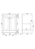 Hudson Reed Classique Components Floor Standing 2-Door Vanity Unit, Stylish Single Vanity Unit with Soft Close Doors, Satin Green, 600mm