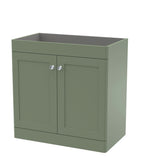 Hudson Reed Classique Components Floor Standing 2-Door Vanity Unit, Stylish Single Vanity Unit with Soft Close Doors, Satin Green, 800mm