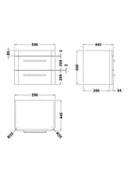 Hudson Reed Solar Wall Hung 2-Drawer Vanity Unit, Elegant Vanity Unit in Bathroom with Soft Close Drawers, Pure White, 600mm