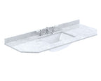 Old London Wall Hung Angled Marble Top Square Basin 3 Tap Hole, Durable Ceramic Basin with Natural Stone Countertop Top in Premium White Finish, 1200mm