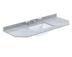 Old London Wall Hung Angled Marble Top Square Basin 3 Tap Hole, Durable Ceramic Basin with Natural Stone Countertop Top in Premium Grey Finish, 1200mm