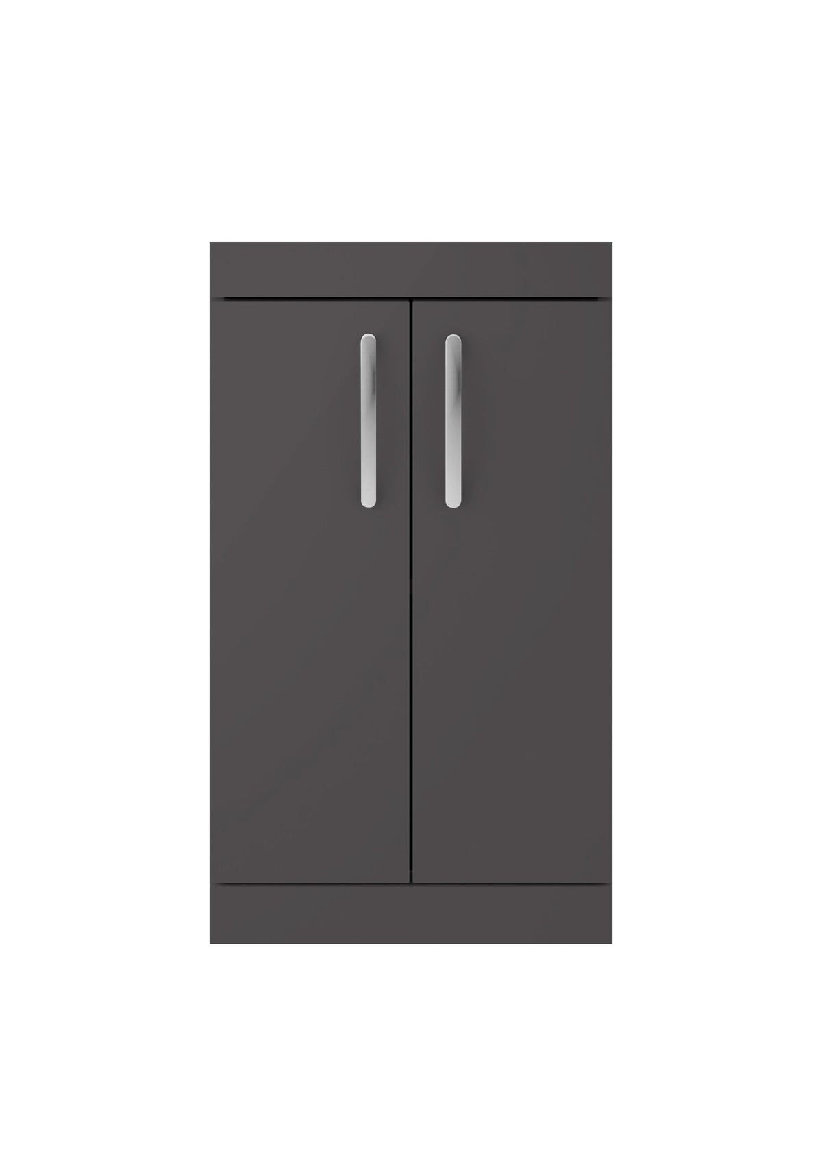 Hudson Reed Athena Floor Standing Vanity Unit, Durable Soft Close 2-Door, Modern Bathroom Cabinet Storage in Gloss Grey, 500mm