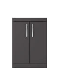 Hudson Reed Athena Floor Standing Vanity Unit, Durable Soft Close 2-Door, Modern Bathroom Cabinet Storage in Gloss Grey, 600mm