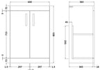 Hudson Reed Athena Floor Standing Vanity Unit, Durable Soft Close 2-Door, Modern Bathroom Cabinet Storage in Gloss Grey, 600mm