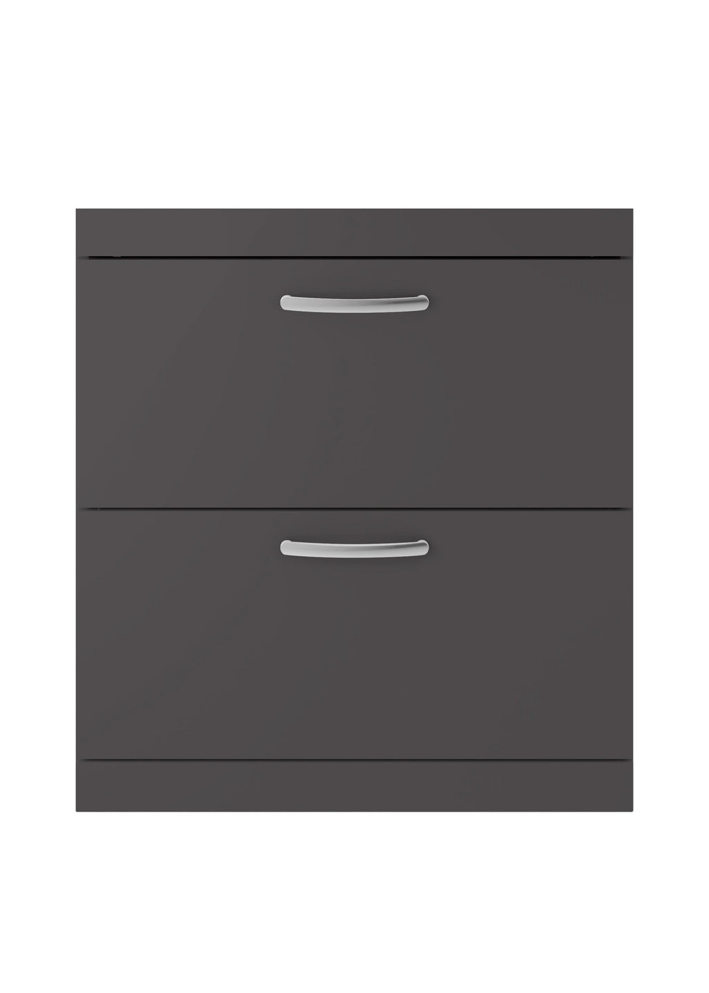 Hudson Reed Athena Floor Standing Vanity Unit, Durable Soft Close 2-Drawer, Modern Bathroom Cabinet Storage in Gloss Grey, 800mm