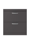 Hudson Reed Athena Floor Standing Vanity Unit, Durable Soft Close 2-Drawer, Modern Bathroom Cabinet Storage in Gloss Grey, 800mm