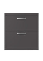 Hudson Reed Athena Floor Standing Vanity Unit, Durable Soft Close 2-Drawer, Modern Bathroom Cabinet Storage in Gloss Grey, 800mm