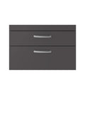 Hudson Reed Athena Wall Hung Vanity Unit, Durable Soft Close 2-Drawer, Modern Bathroom Cabinet Storage in Gloss Grey, 800mm