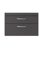 Hudson Reed Athena Wall Hung Vanity Unit, Durable Soft Close 2-Drawer, Modern Bathroom Cabinet Storage in Gloss Grey, 800mm