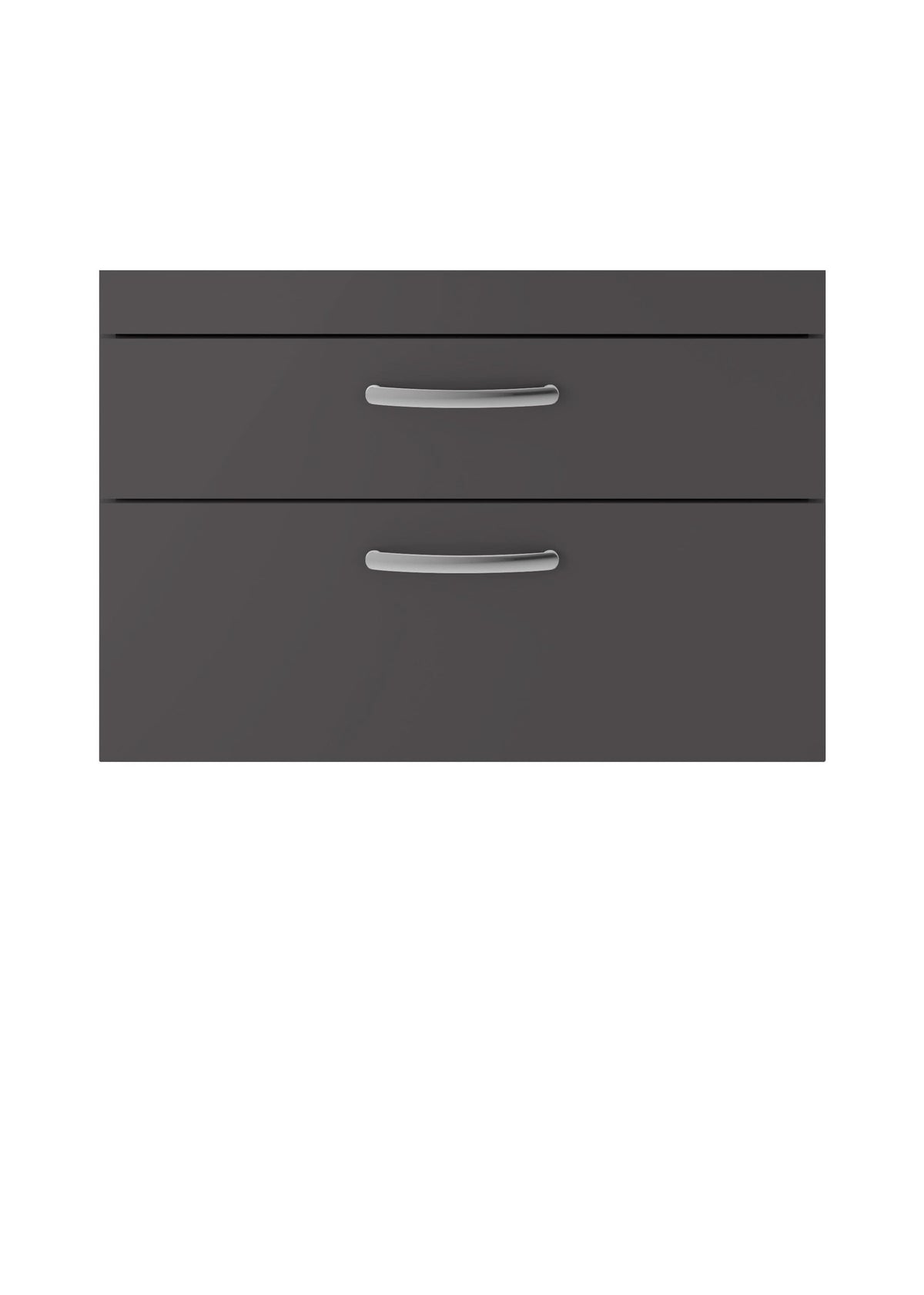 Hudson Reed Athena Wall Hung Vanity Unit, Durable Soft Close 2-Drawer, Modern Bathroom Cabinet Storage in Gloss Grey, 800mm
