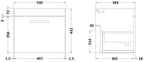 Hudson Reed Athena Wall Hung Vanity Unit, Durable Soft Close Single Door, Modern Bathroom Cabinet Storage in Gloss Grey, 500mm