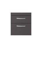 Hudson Reed Athena Wall Hung Vanity Unit, Durable Soft Close 2-Door, Modern Bathroom Cabinet Storage in Gloss Grey, 500mm