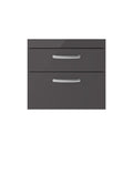 Hudson Reed Athena Wall Hung Vanity Unit, Durable Soft Close 2-Door, Modern Bathroom Cabinet Storage in Gloss Grey, 600mm