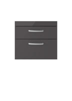 Hudson Reed Athena Wall Hung Vanity Unit, Durable Soft Close 2-Door, Modern Bathroom Cabinet Storage in Gloss Grey, 600mm