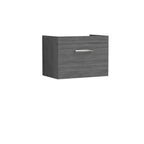 Hudson Reed Athena Wall Hung Vanity Unit, Durable Soft Close Drawer Vanity in D Shape Handle with Storage for Modern Bathroom in Anthracite Woodgrain Finish, 600mm