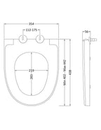 Hudson Reed Round Soft Close Toilet Seat White, Top Fix, Slow Close Hinges, 438x354mm