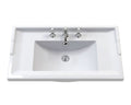 Old London Traditional 3 Tap Hole Wash Basin, Durable Ceramic Angular Sink Bowl for Compact Bathroom in White Finish, 1000mm