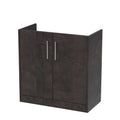 Hudson Reed Juno Floor Standing Vanity Unit, Durable 2 Soft Close Door with D Shape Handle Cabinet for Compact Bathroom in Metallic Slate Textured Woodgrain Finish, 800mm