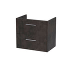 Hudson Reed Juno Wall Hung Vanity Unit, Durable 2 Soft Close Drawer with D Shape Handle Cabinet for Compact Bathroom in Metallic Slate Textured Woodgrain Finish, 600mm