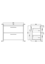 Hudson Reed Juno Wall Hung Vanity Unit, Durable 2 Soft Close Door with D Shape Handle Cabinet for Compact Bathroom in Midnight Blue Textured Woodgrain Finish, 800mm
