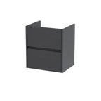 Hudson Reed Havana Wall Hung Vanity Unit, Durable 2 Soft Close Drawer Handless Storage Bathroom Vanity Units with Basin Option in Graphite Grey Woodgrain Finish, 500mm