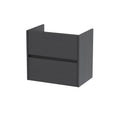 Hudson Reed Havana Wall Hung Vanity Unit, Durable 2 Soft Close Drawer Handless Storage Bathroom Vanity Units with Basin Option in Graphite Grey Woodgrain Finish, 600mm