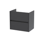 Hudson Reed Havana Wall Hung Vanity Unit, Durable 2 Soft Close Drawer Handless Storage Bathroom Vanity Units with Basin Option in Graphite Grey Woodgrain Finish, 600mm
