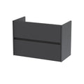 Hudson Reed Havana Wall Hung Vanity Unit, Durable 2 Soft Close Drawer Handless Storage Bathroom Vanity Units with Basin Option in Graphite Grey Woodgrain Finish, 800mm