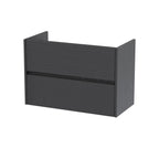 Hudson Reed Havana Wall Hung Vanity Unit, Durable 2 Soft Close Drawer Handless Storage Bathroom Vanity Units with Basin Option in Graphite Grey Woodgrain Finish, 800mm