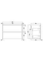 Hudson Reed Havana Wall Hung Vanity Unit, Durable 2 Soft Close Drawer Handless Storage Bathroom Vanity Units with Basin Option in Graphite Grey Woodgrain Finish, 800mm