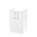 Hudson Reed Arno Floor Standing Vanity Unit, Durable 2 Soft Close Door Bathroom Sink Vanity Unit with Shelf in Gloss White, 500mm