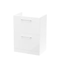 Hudson Reed Arno Floor Standing Vanity Unit, Durable 2 Soft Close Drawer Bathroom Sink Vanity Unit with Shelf in Gloss White, 600mm