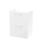 Hudson Reed Arno Floor Standing Vanity Unit, Durable 2 Soft Close Drawer Bathroom Sink Vanity Unit with Shelf in Gloss White, 600mm