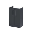 Hudson Reed Arno Compact Floor Standing Vanity Unit, Durable 2 Soft Close Door Bathroom Vanity Unit with Shelf in Soft Black, 500mm