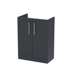 Hudson Reed Arno Compact Floor Standing Vanity Unit, Durable 2 Soft Close Door Bathroom Vanity Unit with Shelf in Soft Black, 600mm
