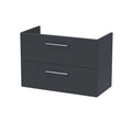 Hudson Reed Arno Wall Hung Vanity Unit, Durable 2 Soft Close Door Bathroom Sink Vanity Unit with Shelf in Soft Black, 800mm