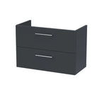 Hudson Reed Arno Wall Hung Vanity Unit, Durable 2 Soft Close Door Bathroom Sink Vanity Unit with Shelf in Soft Black, 800mm