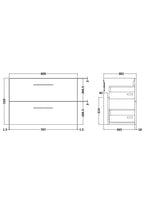 Hudson Reed Arno Wall Hung Vanity Unit, Durable 2 Soft Close Door Bathroom Sink Vanity Unit with Shelf in Soft Black, 800mm