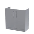 Hudson Reed Arno Floor Standing Vanity Unit, Durable 2 Soft Close Door Bathroom Sink Vanity Unit with Shelf in  Satin Grey, 800mm