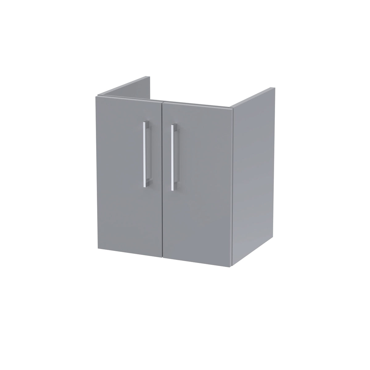 Hudson Reed Arno Wall Hung Vanity Unit, Durable 2 Soft Close Door Bathroom Sink Vanity Unit with Shelf in  Satin Grey, 500mm