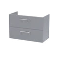 Hudson Reed Arno Wall Hung Vanity Unit, Durable 2 Soft Close Door Bathroom Sink Vanity Unit with Shelf in  Satin Grey, 800mm