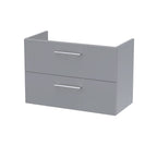 Hudson Reed Arno Wall Hung Vanity Unit, Durable 2 Soft Close Door Bathroom Sink Vanity Unit with Shelf in  Satin Grey, 800mm