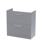 Hudson Reed Arno Floor Standing Vanity Unit, Durable 2 Soft Close Drawer Bathroom Sink Vanity Unit with Shelf in  Satin Grey, 800mm