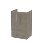 Hudson Reed Arno Floor Standing Vanity Unit, Durable 2 Soft Close Door Bathroom Sink Vanity Unit with Shelf in  Solace Oak, 500mm