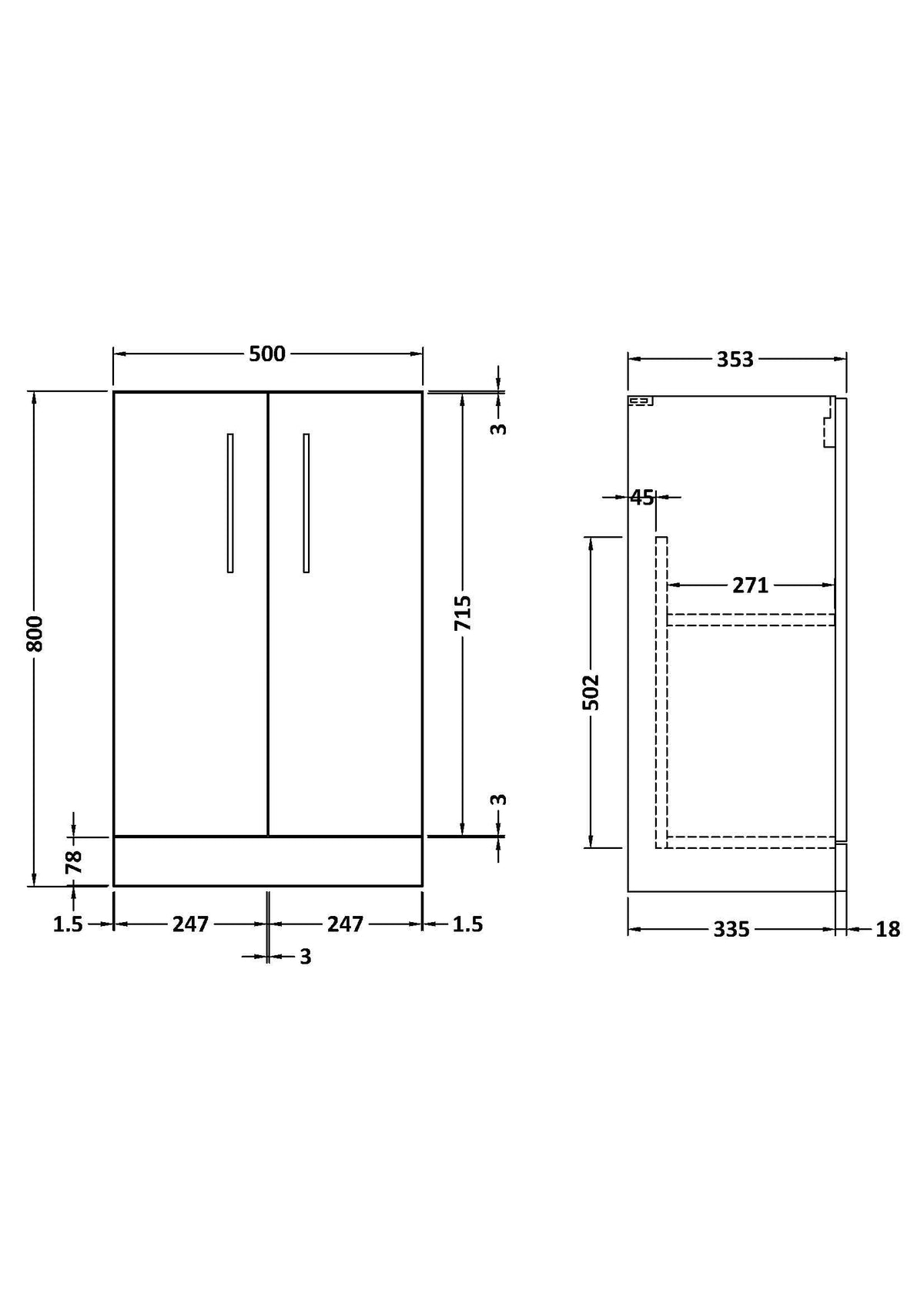Hudson Reed Arno Floor Standing Vanity Unit, Durable 2 Soft Close Door Bathroom Sink Vanity Unit with Shelf in  Solace Oak, 500mm