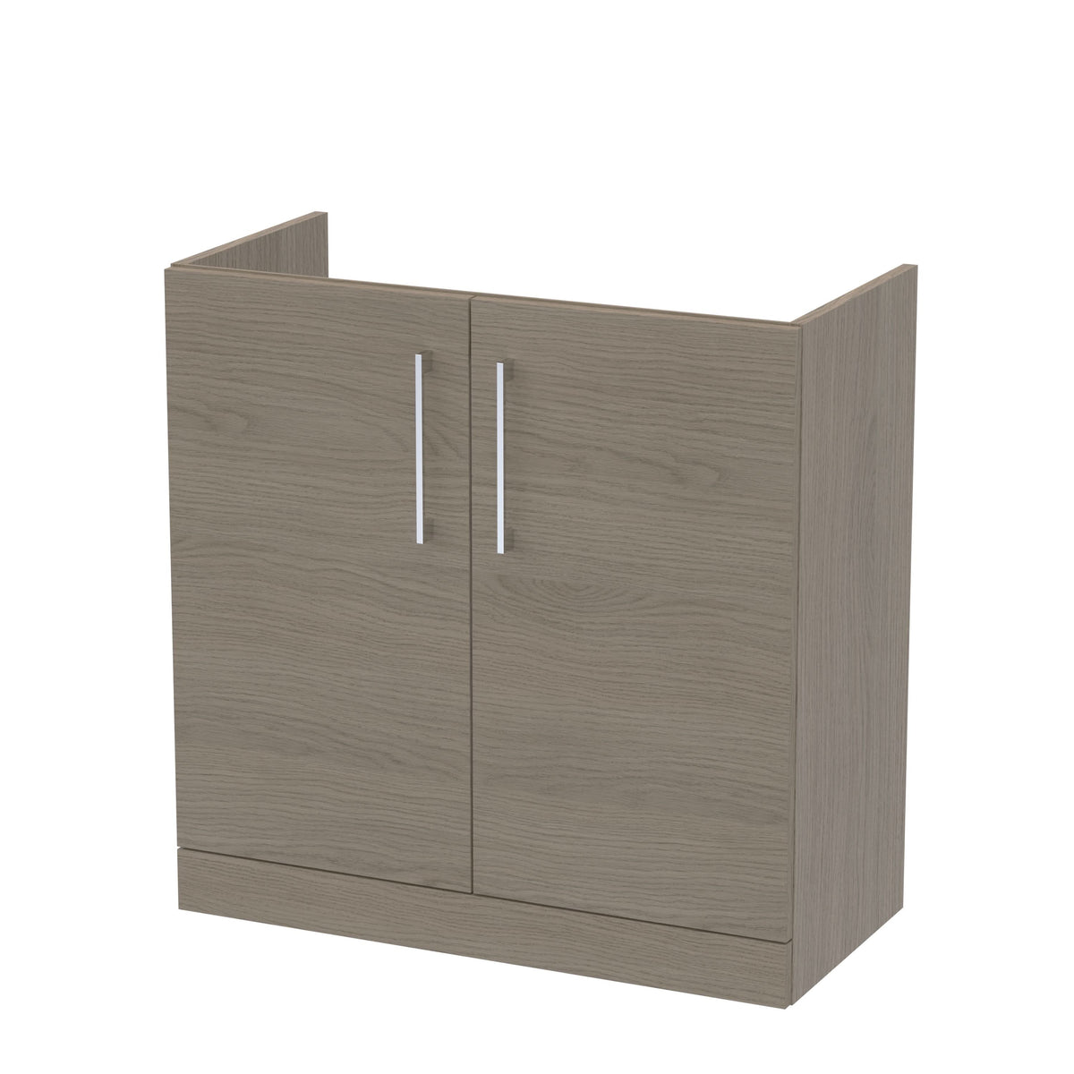 Hudson Reed Arno Floor Standing Vanity Unit, Durable 2 Soft Close Door Bathroom Sink Vanity Unit with Shelf in  Solace Oak, 800mm