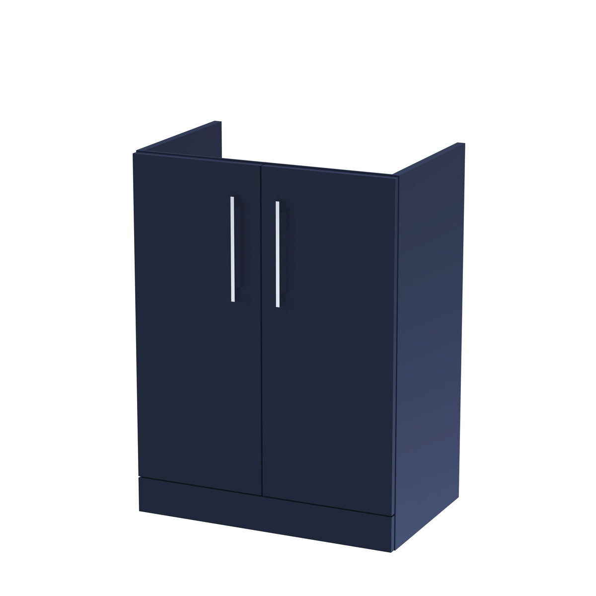 Hudson Reed Arno Compact Floor Standing Vanity Unit, Durable 2 Soft Close Door Bathroom Vanity Unit with Shelf in Midnight Blue, 600mm