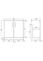 Hudson Reed Arno Floor Standing Vanity Unit, Durable 2 Soft Close Door Bathroom Sink Vanity Unit with Shelf in Midnight Blue, 800mm