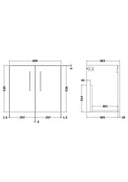 Hudson Reed Athena Wall Hung Vanity Unit, Durable Soft Close 2-Door, Modern Bathroom Cabinet Storage in Midnight Blue, 600mm